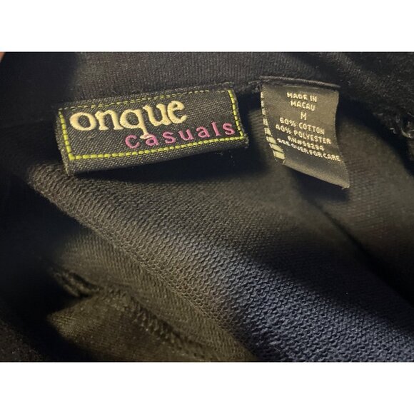 Onque Casuals Beaded Decorated Black Long Sleeve Button Down Top Sz M - Picture 4 of 8